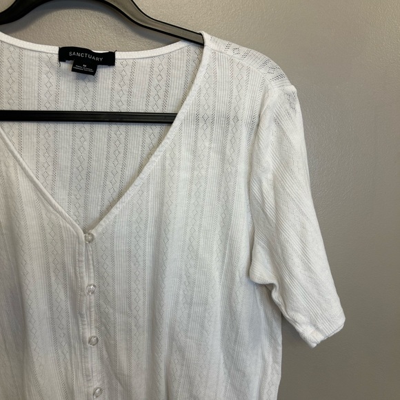 Sanctuary white Pointelle Tie Tee 100% cotton size M - Picture 6 of 12